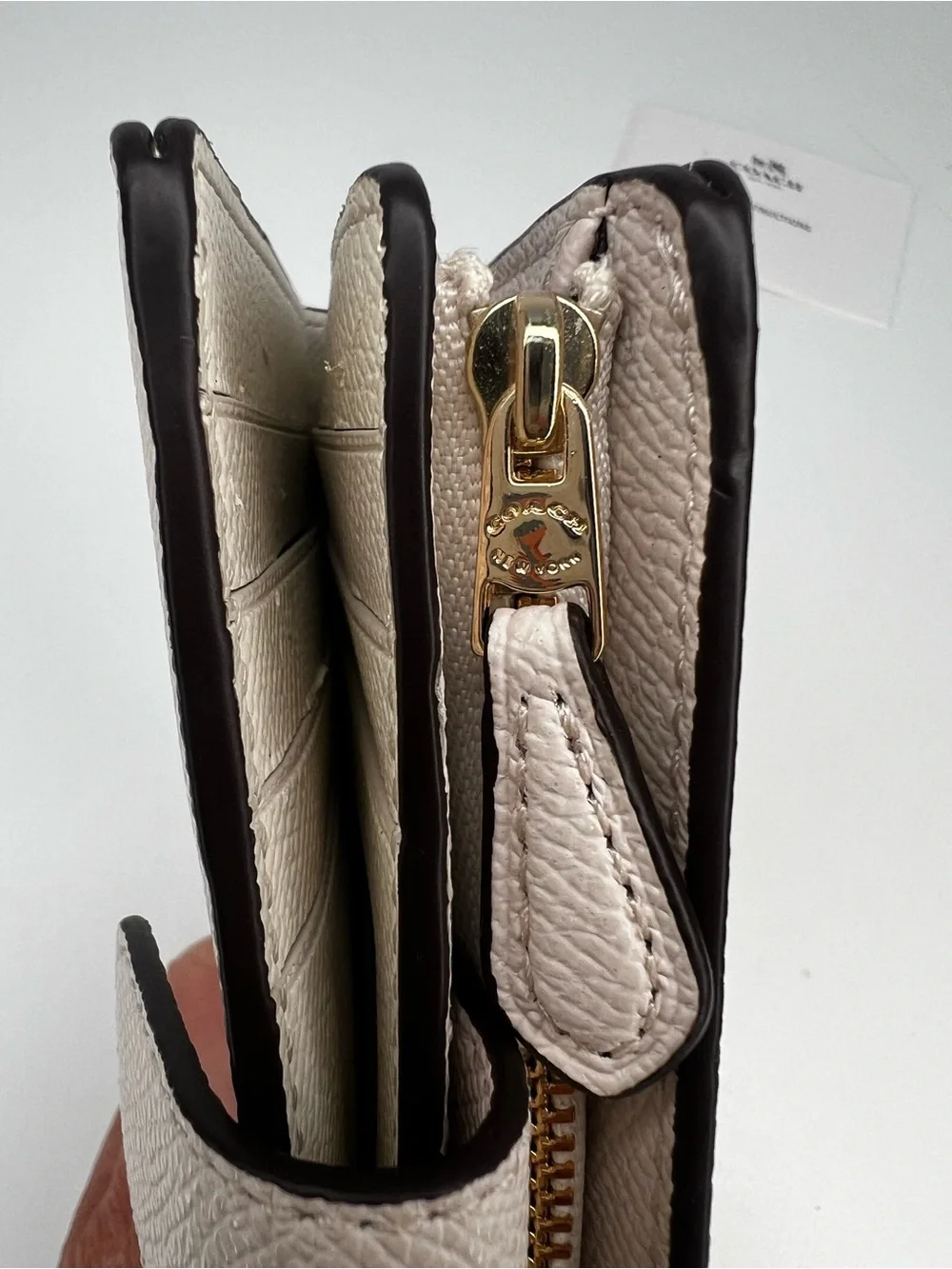 Coach (F11484) Medium Corner Zip Leather Wallet in Chalk